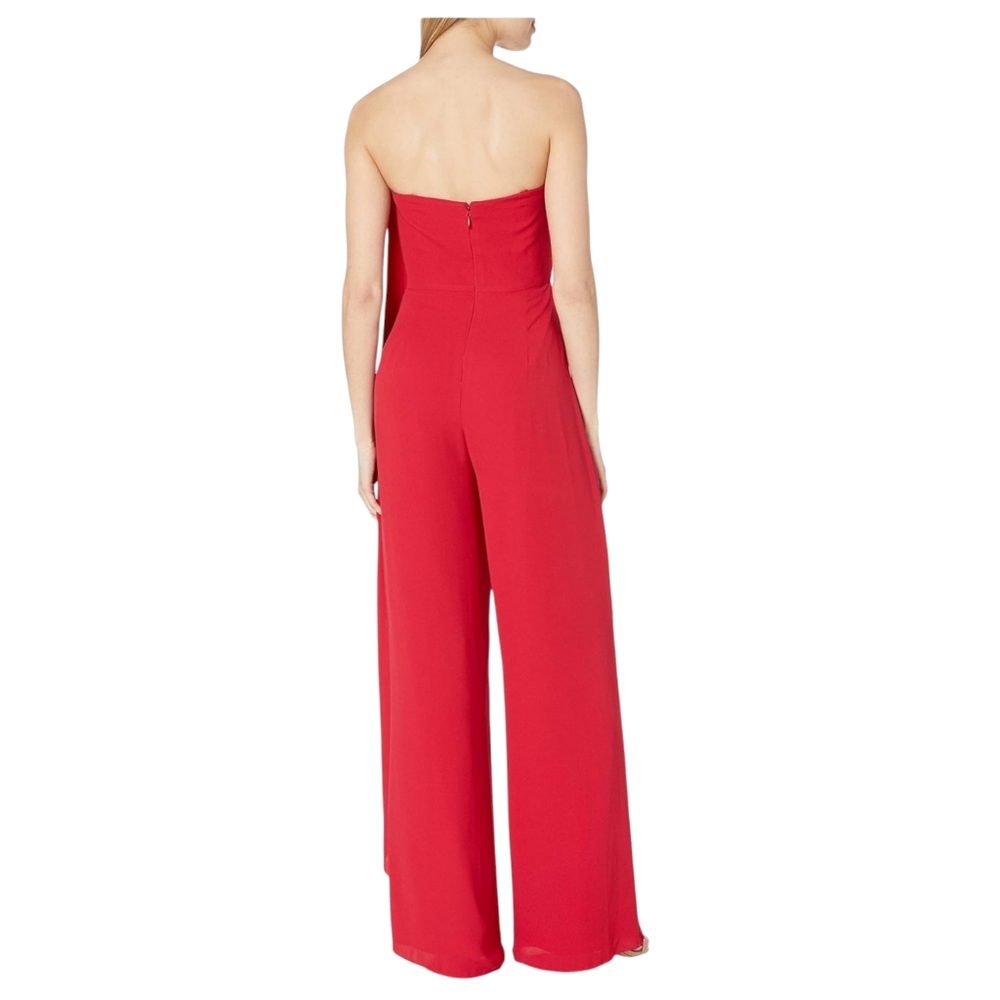 ❤️Host Pick! NWT Halston Heritage Red Strapless Draped Side Jumpsuit Size 10 - Picture 6 of 16